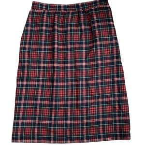 Vintage Navy Blue Red Tartan Plaid Maxi Wool Skirt Size 12 Austin Hill
